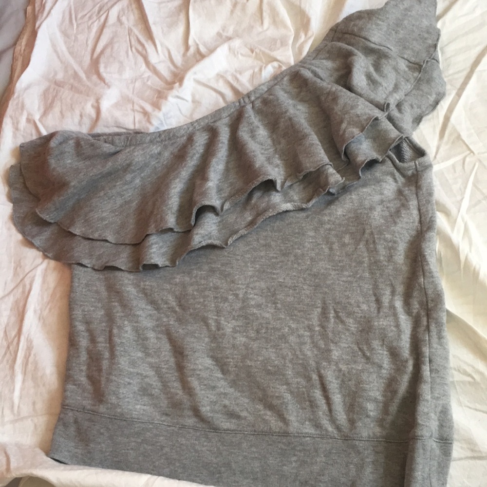 Ruffle one shoulder sweatshirt